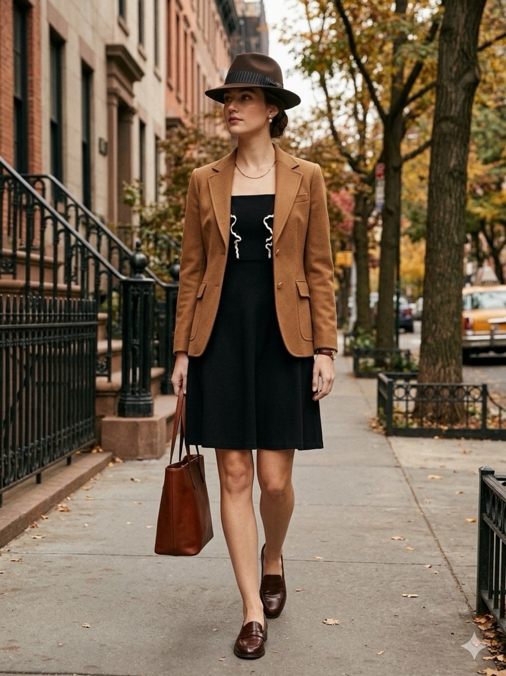 Womens Camel Blazer Jacket - Classic Tailored Coat
